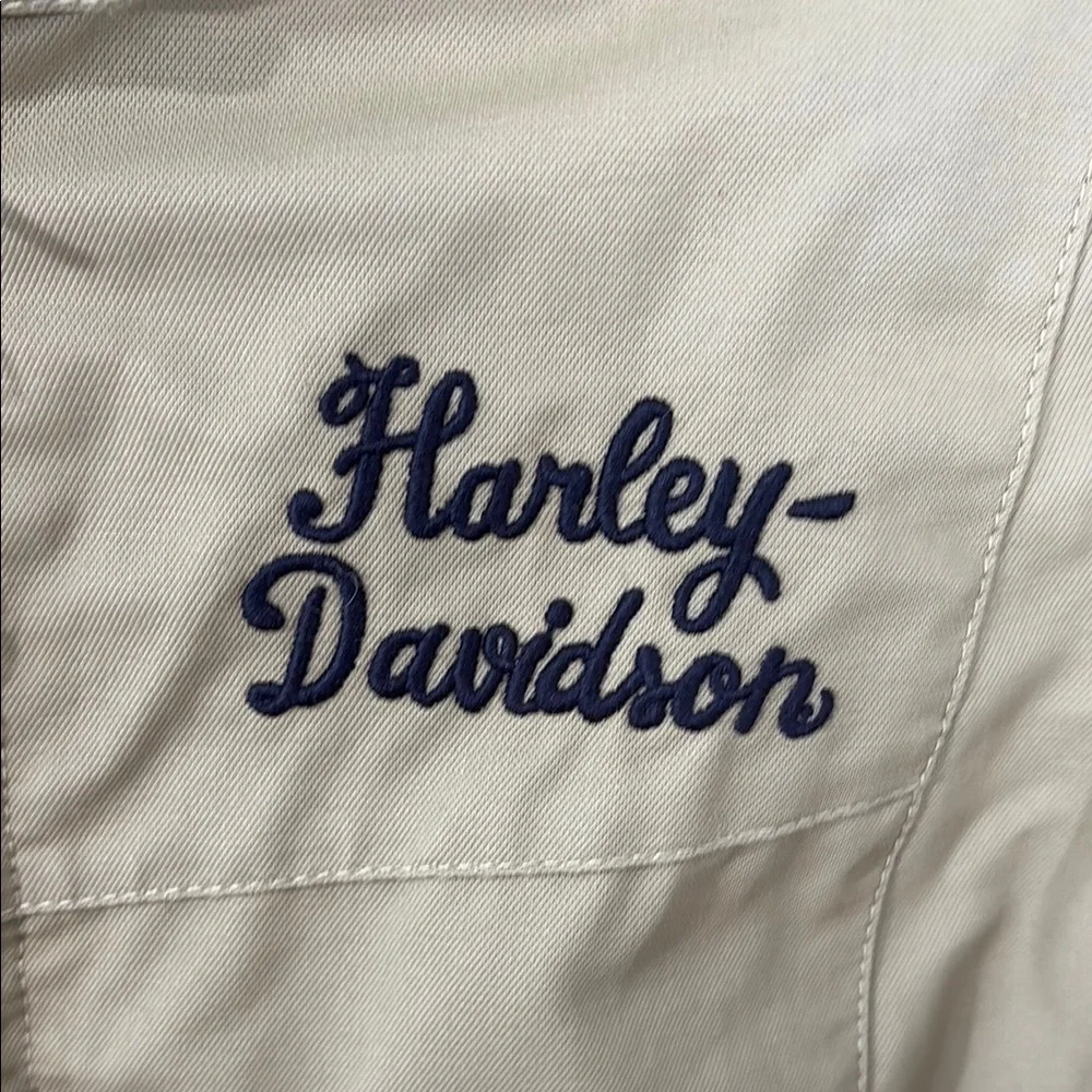 Harley-Davidson Olive Green Moto Jacket Lightweight Zip Front Logo Women’s - Picture 3 of 14